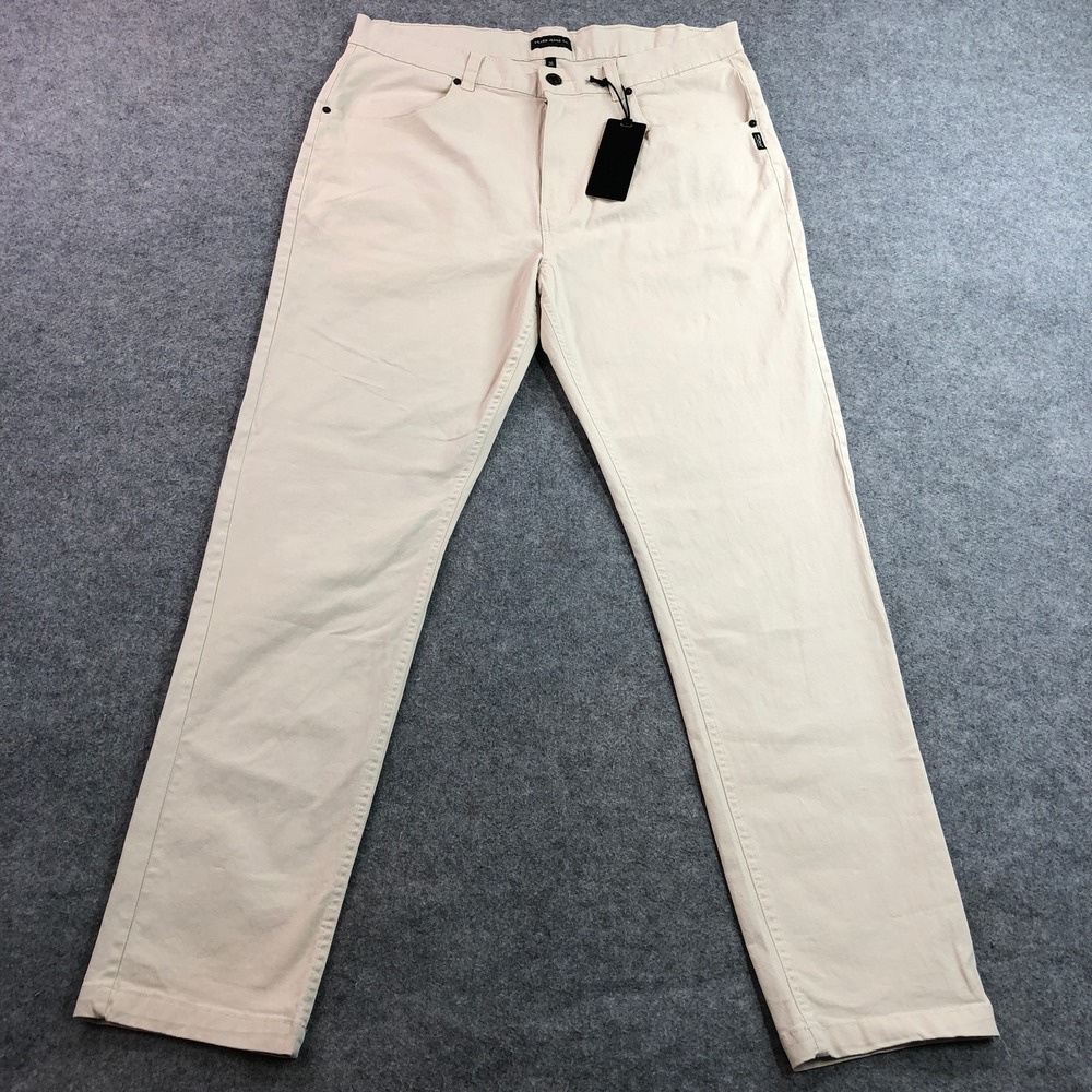 NEW Silver Jeans Pants Co 36 Stone Beige Mens Ashton 1349 Slim Cotton Stretch